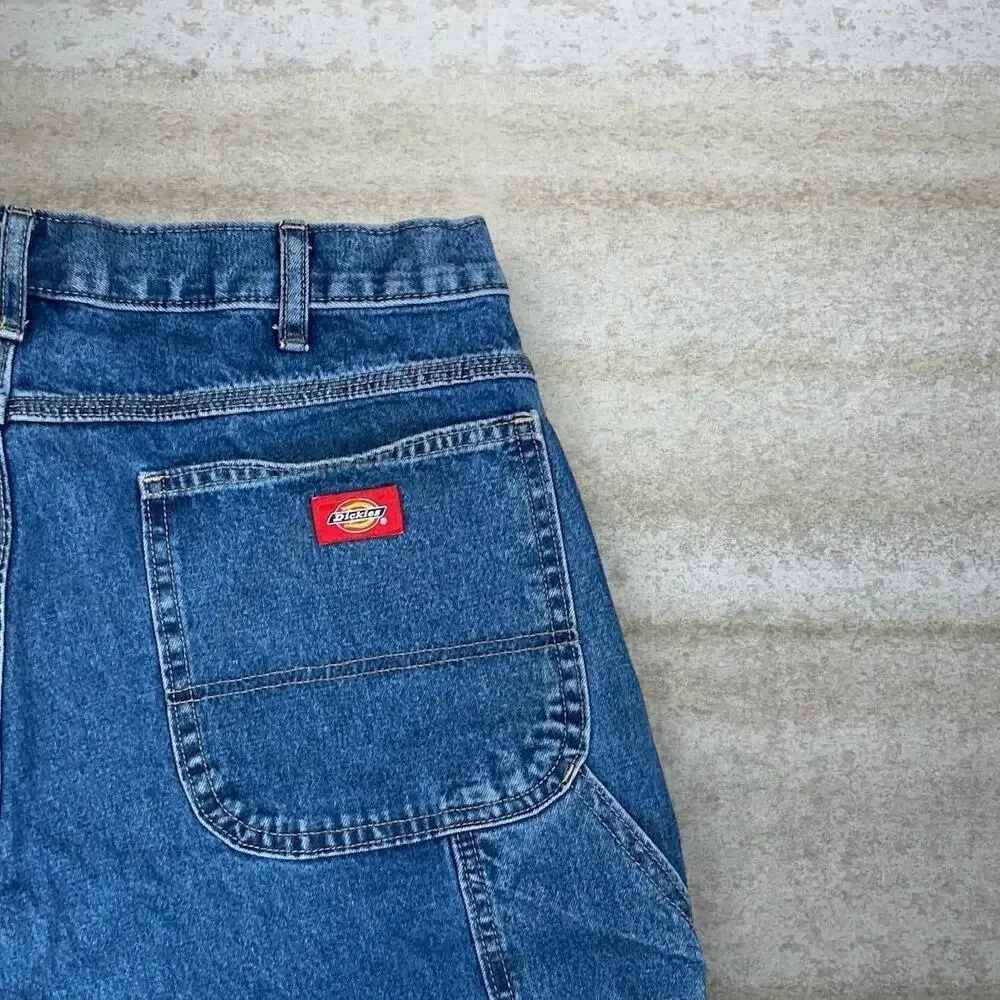 Vintage 90s Dickies Carpenter Jeans 36x34 Baggy Wide Leg Fit Medium Wash Denim
